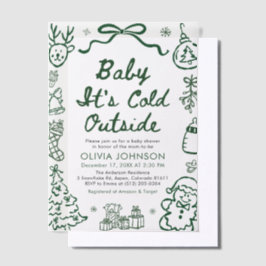 Hand Drawn Baby It's Cold Outside Baby Shower Vellum Uitnodigingen