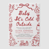 Hand Drawn Baby It's Cold Outside Baby Shower Vellum Uitnodigingen (Voorkant)