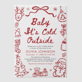 Hand Drawn Baby It's Cold Outside Baby Shower Vellum Uitnodigingen