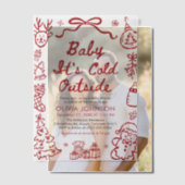 Hand Drawn Baby It's Cold Outside Baby Shower Vellum Uitnodigingen (Offset (Koppel))