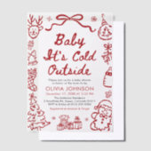 Hand Drawn Baby It's Cold Outside Baby Shower Vellum Uitnodigingen (Offset)
