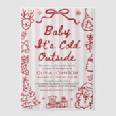 Hand Drawn Baby It's Cold Outside Baby Shower Vellum Uitnodigingen (Voorkant)