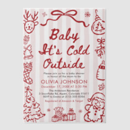 Hand Drawn Baby It's Cold Outside Baby Shower Vellum Uitnodigingen