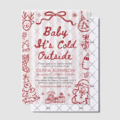 Hand Drawn Baby It's Cold Outside Baby Shower Vellum Uitnodigingen (Offset (Uitnodiging))