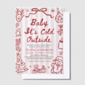 Hand Drawn Baby It's Cold Outside Baby Shower Vellum Uitnodigingen (Offset)