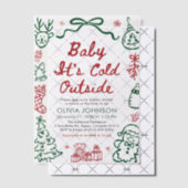 Hand Drawn Baby It's Cold Outside Baby Shower Vellum Uitnodigingen (Offset (Uitnodiging))