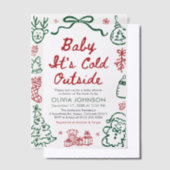 Hand Drawn Baby It's Cold Outside Baby Shower Vellum Uitnodigingen (Offset)