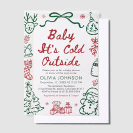 Hand Drawn Baby It's Cold Outside Baby Shower Vellum Uitnodigingen