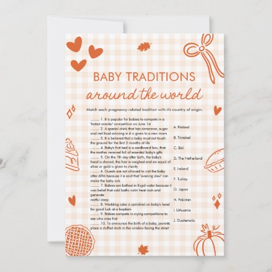 Hand Drawn Baby Traditions Around The World Game Kaart (Voorkant)