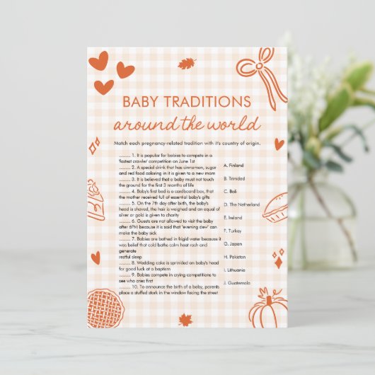 Hand Drawn Baby Traditions Around The World Game Kaart (Staand voorkant)