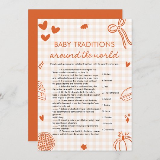 Hand Drawn Baby Traditions Around The World Game Kaart (Voorkant / Achterkant)