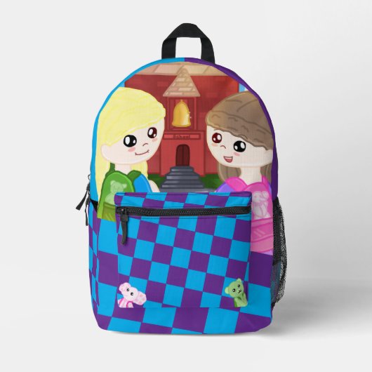 Hand Drawn Back To School Designed Backpack Bedrukte Rugzak (Voorkant)