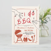 Hand Drawn Backyard I do BBQ engagement party Kaart (Staand voorkant)