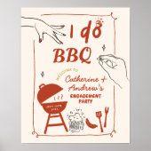 Hand Drawn Backyard I do BBQ engagement party  Poster (Voorkant)