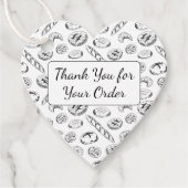 Hand-Drawn Bakery Pattern Heart Thank You  Bedankjes Labels (Voorkant)
