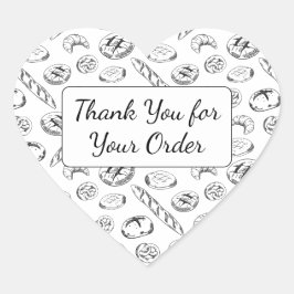 Hand-Drawn Bakery Pattern Heart Thank You Hart Sticker