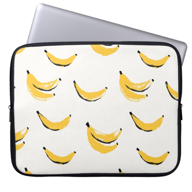 Hand-drawn bananas, stylish seamless pattern. laptop sleeve (Voorkant)