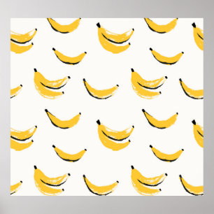 Hand-drawn bananas, stylish seamless pattern. poster