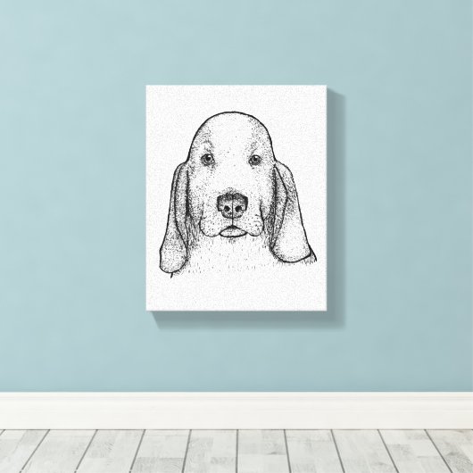 Hand-Drawn Basset Hound Portrait Canvas Art (Insitu (Houten vloer))