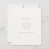 Hand drawn beach blue ivory wedding Save the Date (Achterkant)