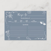 Hand Drawn Beach Doodle Bridal Shower Recipe Card  Informatiekaartje (Voorkant)