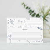 Hand Drawn Beach Doodle Bridal Shower Recipe Card  Informatiekaartje (Staand voorkant)