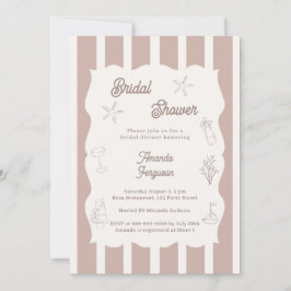 Hand drawn beach ivory taupe Bridal Shower Kaart