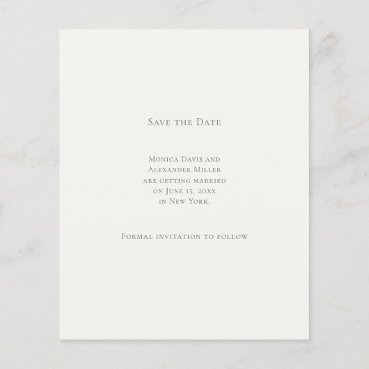 Hand drawn beach ivory taupe wedding Save the Date Flyer (Achterkant)