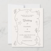 Hand drawn beach sand ivory wedding invitation (Voorkant)