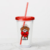 Hand Drawn Beagle Heart mama Acryl Drinkbeker (Achterkant)