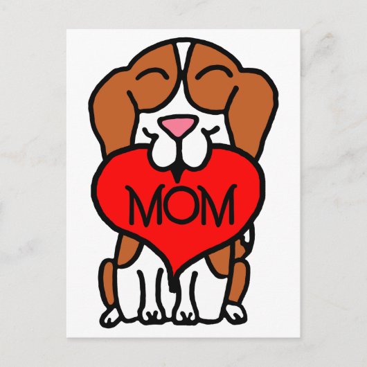 Hand Drawn Beagle Heart mama Briefkaart (Voorkant)