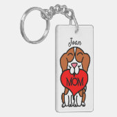 Hand Drawn Beagle Mam Gepersonaliseerd Sleutelhanger (Voorkant Links)
