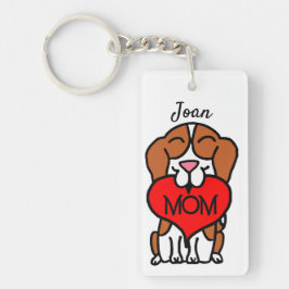 Hand Drawn Beagle Mam Gepersonaliseerd Sleutelhanger
