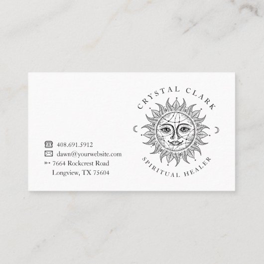 Hand Drawn Beauful Celestial Sun Face Star Visitekaartje (Achterkant)