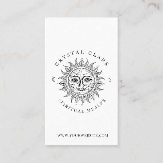 Hand Drawn Beauful Celestial Sun Face Star Visitekaartje (Voorkant)
