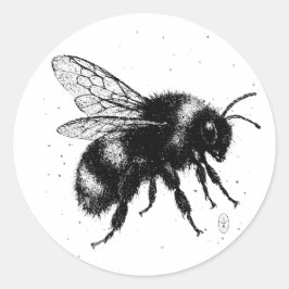 Hand‑Drawn Bee Illustration – Detailed Ink Art T‑S Ronde Sticker