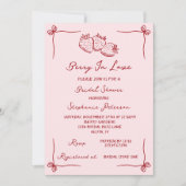 Hand Drawn Berry In Love Bridal Shower QR Code Kaart (Voorkant)