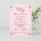 Hand Drawn Berry In Love Bridal Shower QR Code Kaart (Staand voorkant)