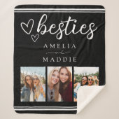 Hand Drawn Besties Photo Collage Black and White  Sherpa Deken (Voorkant)