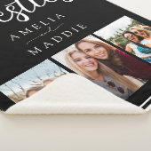 Hand Drawn Besties Photo Collage Black and White  Sherpa Deken (3/4)