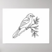 Hand-Drawn Bird Illustration Art Poster (Voorkant)