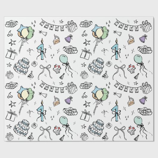 Hand Drawn Birthday Cadeaupapier (Vlak)