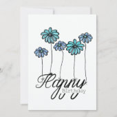 Hand-Drawn Birthday Card Turquoise Flower Balloons Kaart (Voorkant)