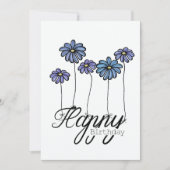 Hand-Drawn Birthday Card w Blue Flower Balloons Kaart (Voorkant)