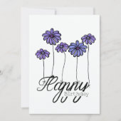 Hand-Drawn Birthday Card w Purple Flower Balloons Kaart (Voorkant)
