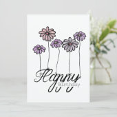 Hand-Drawn Birthday Card w Rosé Flower Balloons Kaart (Staand voorkant)