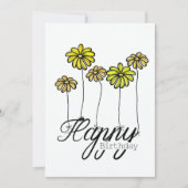 Hand-Drawn Birthday Card w Yellow Flower Balloons Kaart (Voorkant)