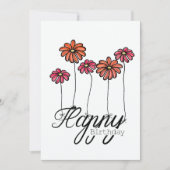 Hand-Drawn Birthday Card With Red Flower Balloons Kaart (Voorkant)