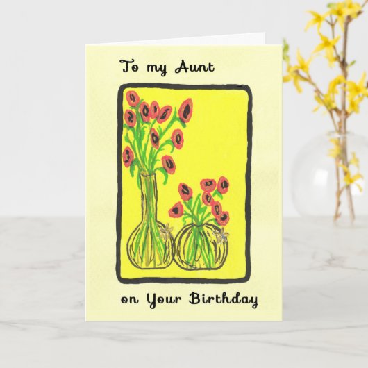 Hand Drawn Birthday Kaart for tante (Gele Bloem)