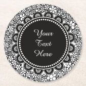 Hand Drawn Black and White Flower Pattern Custom Ronde Kartonnen Onderzetter (Voorkant)